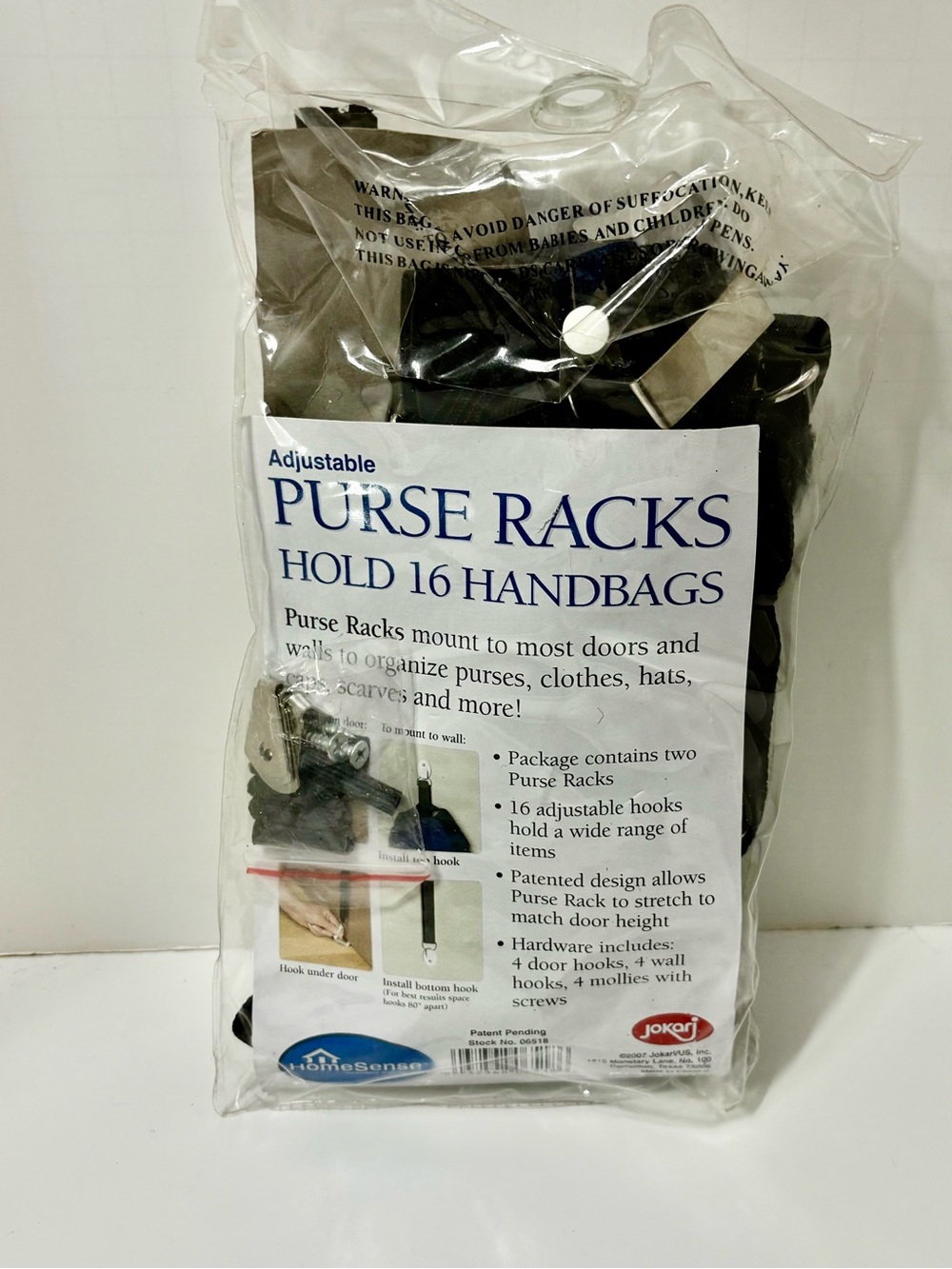Home Sense Black 16 Purse Rack Organizer